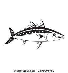 Silhouette drawing with marine  fish. Vector illustration Fish Silhouette: Bottom feeders