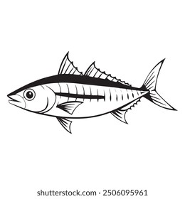 Silhouette drawing with marine  fish. Vector illustration Fish Silhouette: Bottom feeders