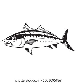 Silhouette drawing with marine  fish. Vector illustration Fish Silhouette: Bottom feeders