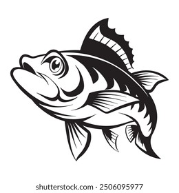 Silhouette drawing with marine  fish. Vector illustration Fish Silhouette: Bottom feeders