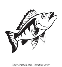 Silhouette drawing with marine  fish. Vector illustration Fish Silhouette: Bottom feeders