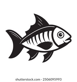 Silhouette drawing with marine  fish. Vector illustration Fish Silhouette: Bottom feeders