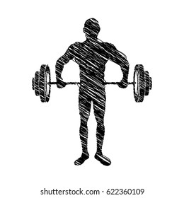 Silhouette Drawing Muscle Man Lifting Disc Stock Vector (Royalty Free ...