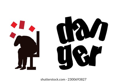 The silhouette drawing of a person sitting and protecting themselves during a moment of danger