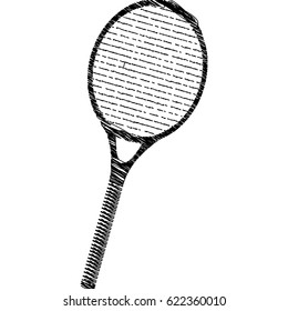 silhouette drawing tennis racket element sport vector illustration