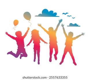 Silhouette Drawing Of Young Characters