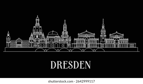 Silhouette of Dresden - Architectural Landmark Illustration
