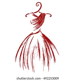 silhouette dress drawn by hand on a white background