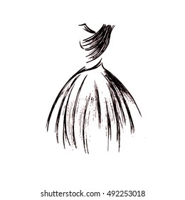 silhouette dress drawn by hand on a white background