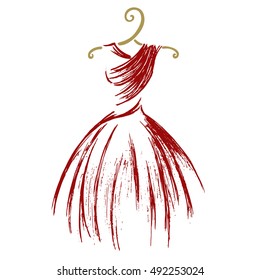 silhouette dress drawn by hand on a white background
