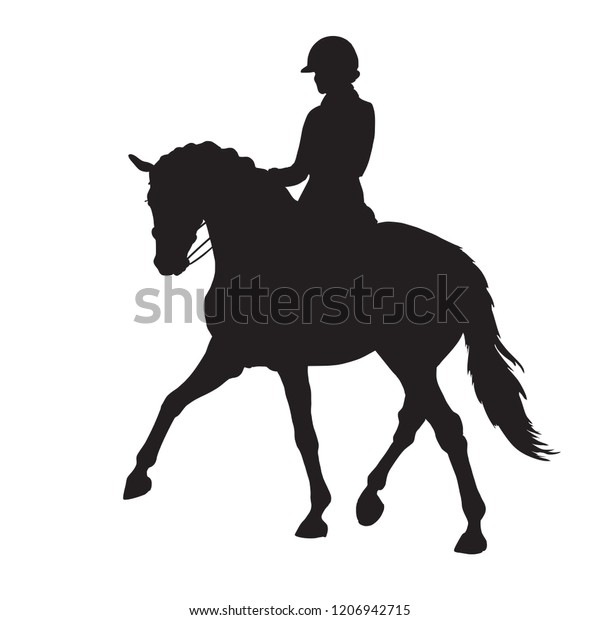 Silhouette Dressage Rider On Horse Executing Stock Vector (Royalty Free ...