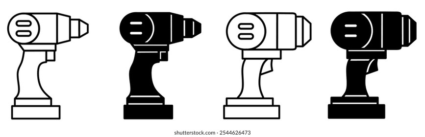 Silhouette of drill icon illustration on white background. Drill icon set for business. Stock vector.