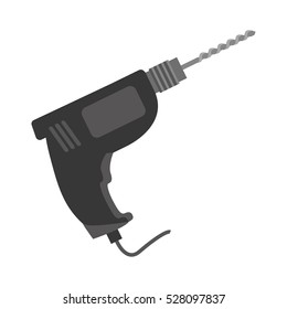 silhouette of drill icon over white background. repair tools design. vector illustration