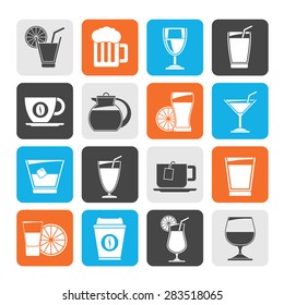 Silhouette drinks and beverages icons  -vector icon set