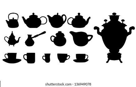 Silhouette of drinks.Cafe icons. Vector illustration