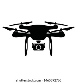 Silhouette of drone with camera. Quadcopter with propellers