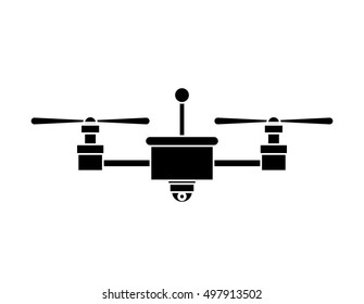 silhouette drone with camera and two airscrew
