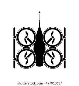 silhouette drone of four airscrew with antenna