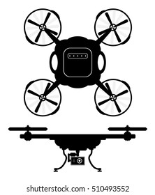 Silhouette drones with remote control. Drones for aerial filming . eps 10 vector illustration