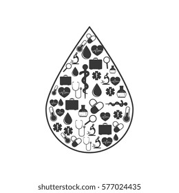silhouette drop with health symbols
