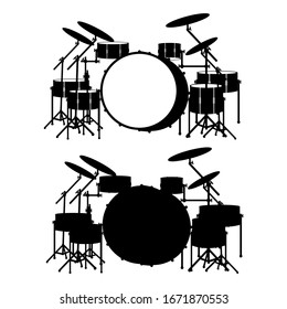 silhouette drum kit icon set isolated on white background