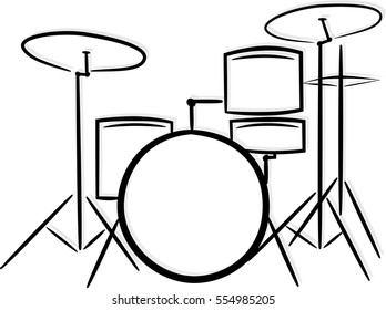 Silhouette of a drum kit made of lines