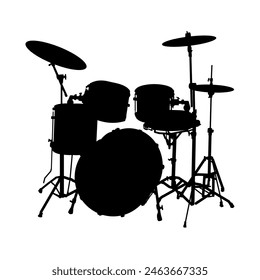 Silhouette von Drum Kit auf der Bühne - Vektorillustration