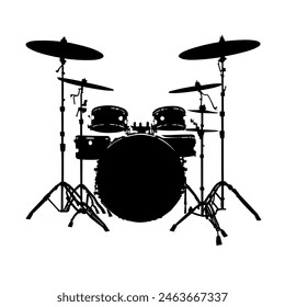 silhouette of drum kit on stage - vector illustration