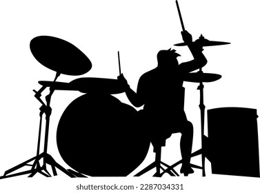 Silhouette drummer action illustration vector 