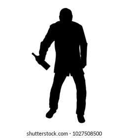 Silhouette of drunk man