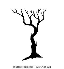 Silhouette de un árbol ramificado seco. Gráficos vectoriales.