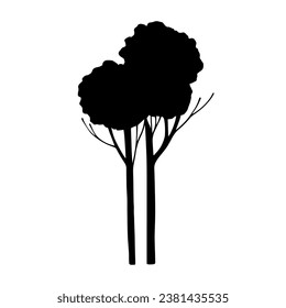 Silhouette of a dry branchy tree. Vector graphics.