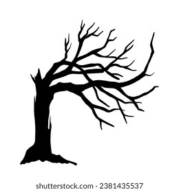 Silhouette de un árbol ramificado seco. Gráficos vectoriales.