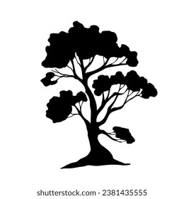 Silhouette de un árbol ramificado seco. Gráficos vectoriales.