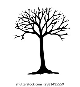Silhouette eines trockenen, verzweigten Baumes. Vektorgrafiken.