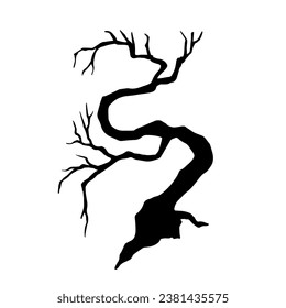 Silhouette eines trockenen, verzweigten Baumes. Vektorgrafiken.