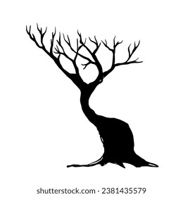 Silhouette de un árbol ramificado seco. Gráficos vectoriales.