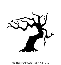 Silhouette of a dry branchy tree. Vector graphics.