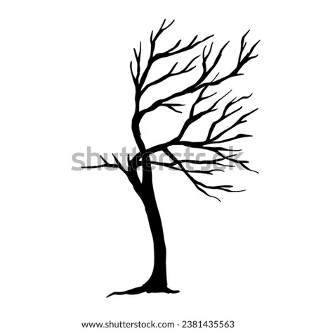 Silhouette of a dry branchy tree. Vector graphics. Foto d'archivio © 