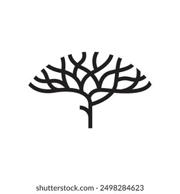 silhouette of a dry tree with many branches without leaves logo vector