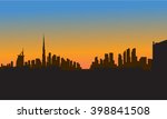 silhouette of dubai city at the sunset