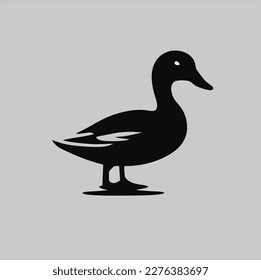 silhouette duck logo isolated on gray. Simple vector icon illustration. duck animal design element.