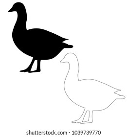 silhouette duck on white background, bird