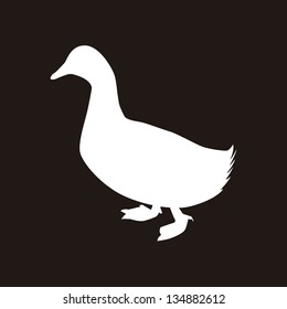 silhouette duck over black background. vector illustration