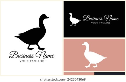 silhouette duck swim logo template