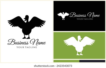 silhouette duck swim logo template