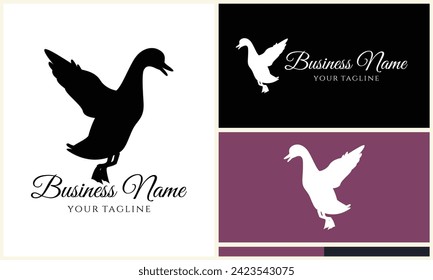 silhouette duck swim logo template