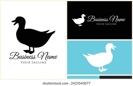 silhouette duck swim logo template