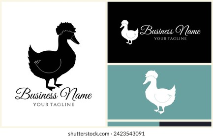 silhouette duck swim logo template