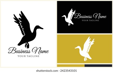 silhouette duck swim logo template